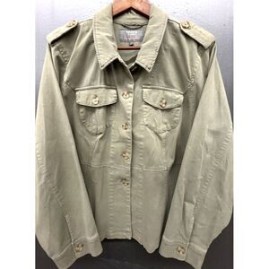 Torrid Twill Peplum Utility Shirt Jacket 3 Green Button Up Cotton Stretch Soft